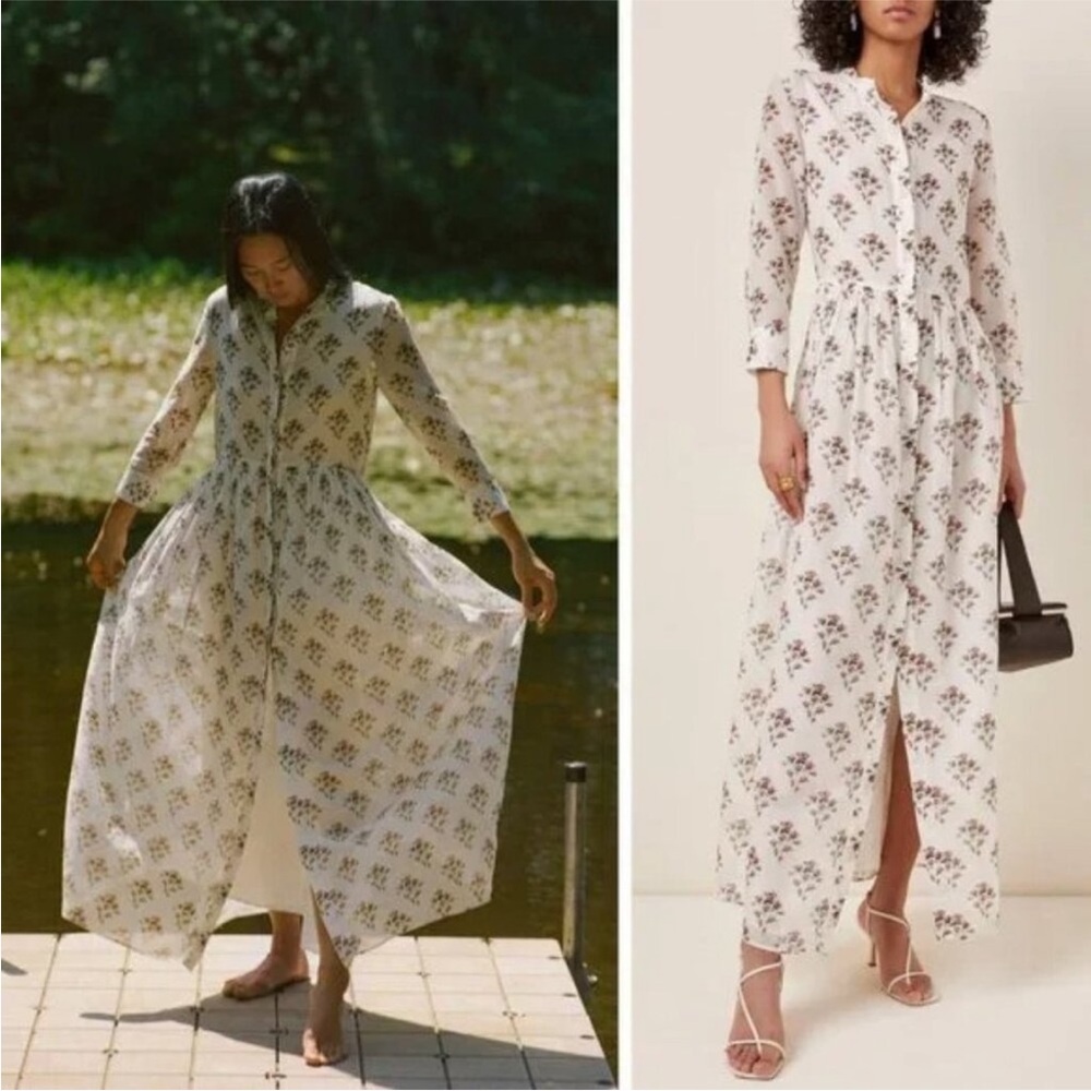 Brock collection shirtdress Floral White Maxi Dress 6 - Picture 1 of 7